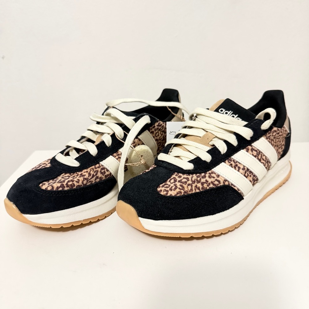 Adidas Women's Sneakers with Leopard Accents - Black and Tan